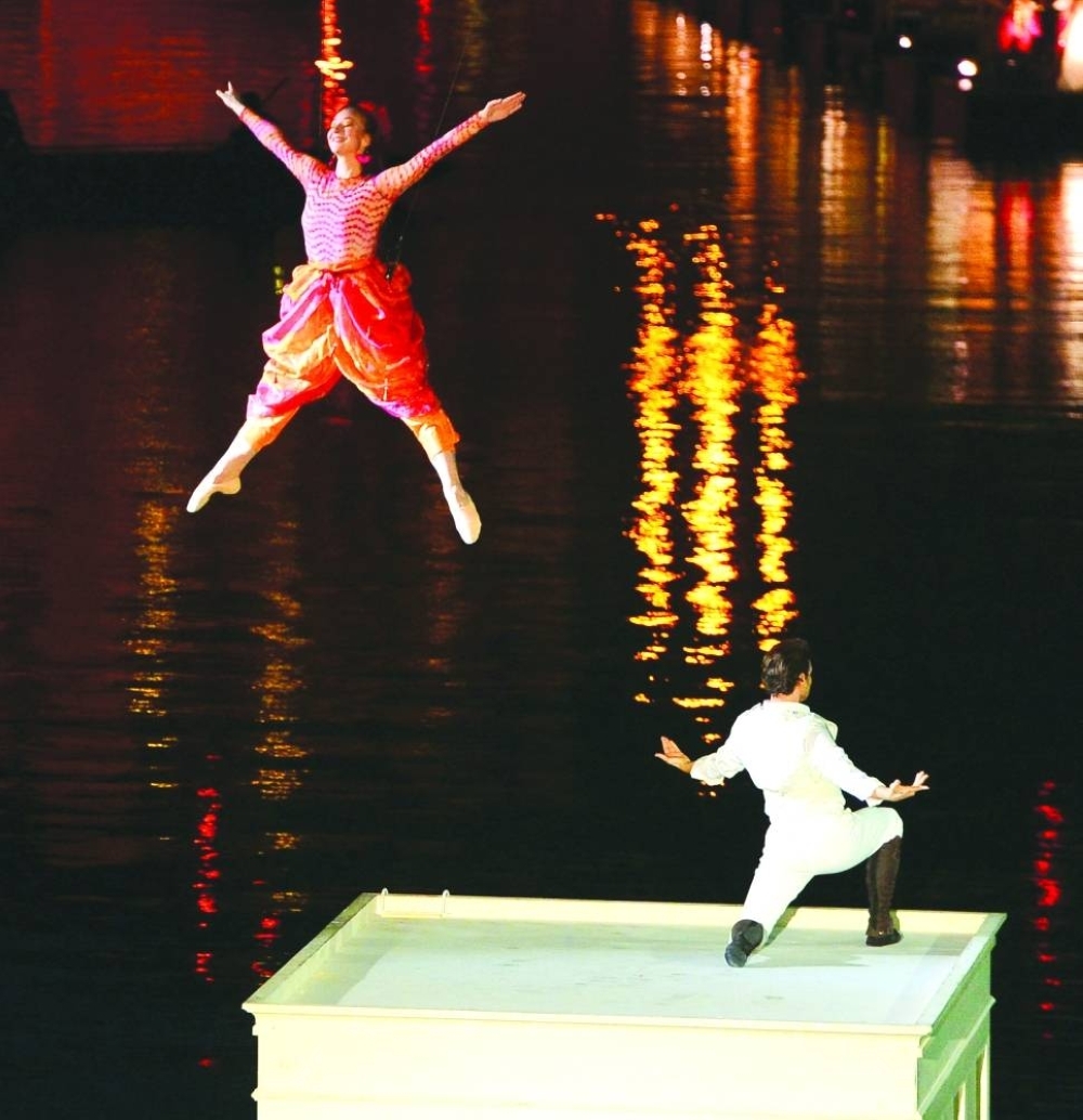 Artistes wow the crowd with a mesmerizing aerial dance performance during Qarnevale Quartier, which will run until December 4 at Qanat Quartier on The Pearl Island. PICTURES: Shaji Kayamkulam.