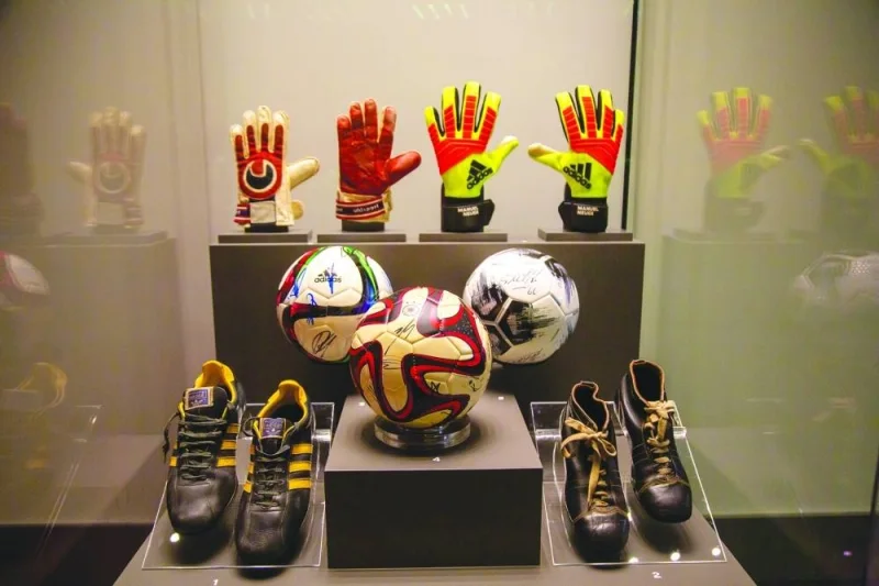 A collection of historic exhibits at the 3-2-1 Qatar Olympic and Sports Museum.