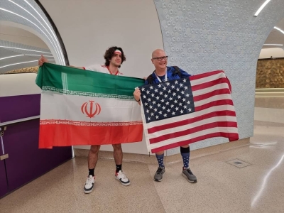 Cesar with an Iranian supporter.