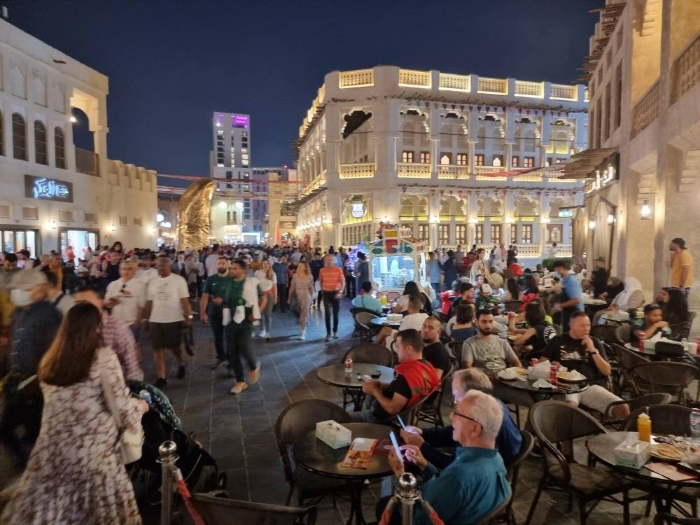 Souq Waqif brings together football fans from different countries.