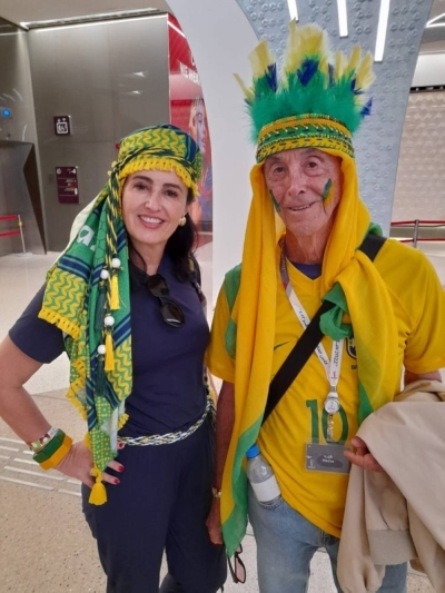 Brazilian fan Jurema Cardoso Arruda with her father Pedro. PICTURE: Tawfik Lamari.
