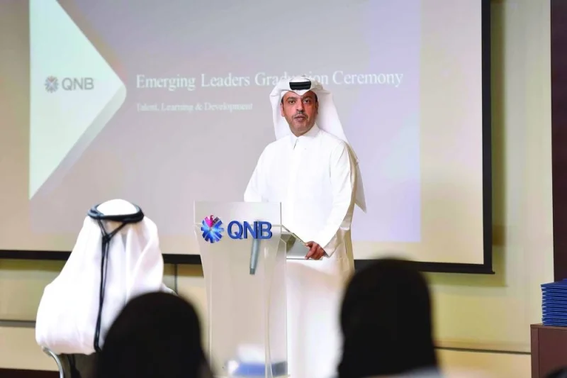 QNB Group CEO Abdulla Mubarak al-Khalifa addressing the Qatari staff who successfully completed the ‘Emerging Leaders Programme’.