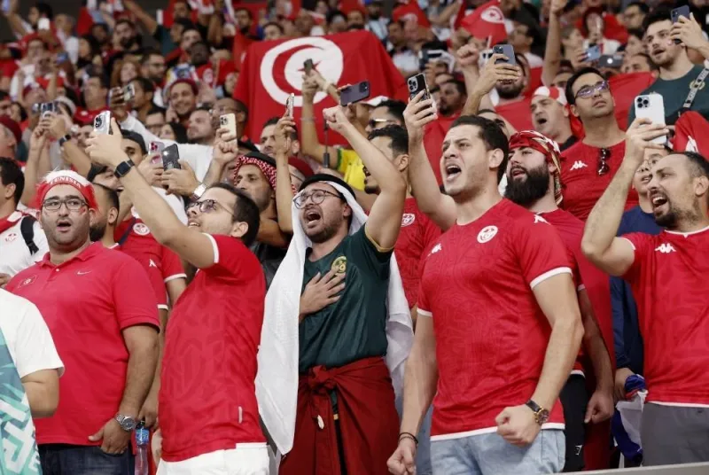 Tunisia fans inside Education City Stadium before the match on Wednesday.