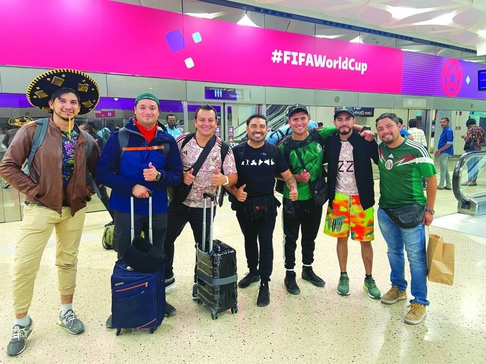 A group of Mexican fans on their way to Hamad International Airport. PICTURES: Shafeeq Alingal