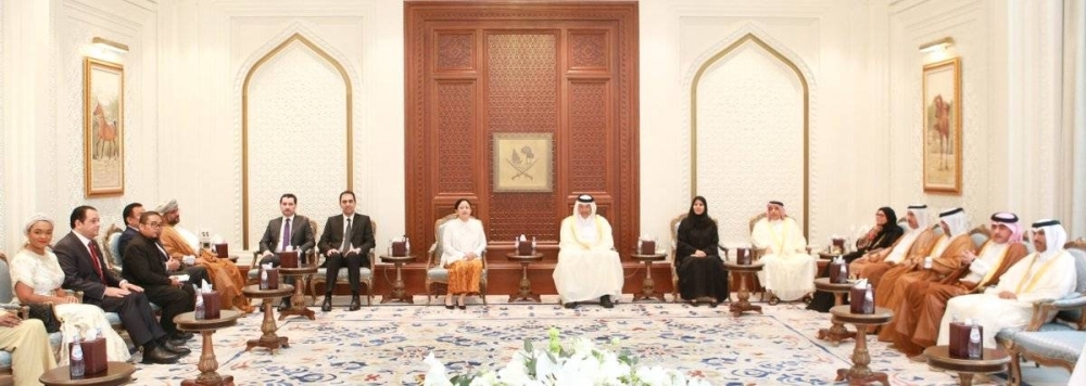 HE the Speaker of the Shura Council Hassan bin Abdullah Al Ghanim meets with senior parliamentary officials currently visiting the country.