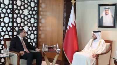 HE Sheikh Mohamed bin Hamad bin Qassim al-Abdullah al-Thani, Minister of Commerce and Industry, meets with Dr Ian Borg, Minister for Foreign and European Affairs of Malta.