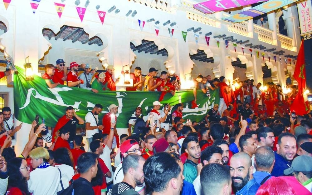 Moroccan fans celebrating at Souq Waqif. PICTURES: Thajudheen