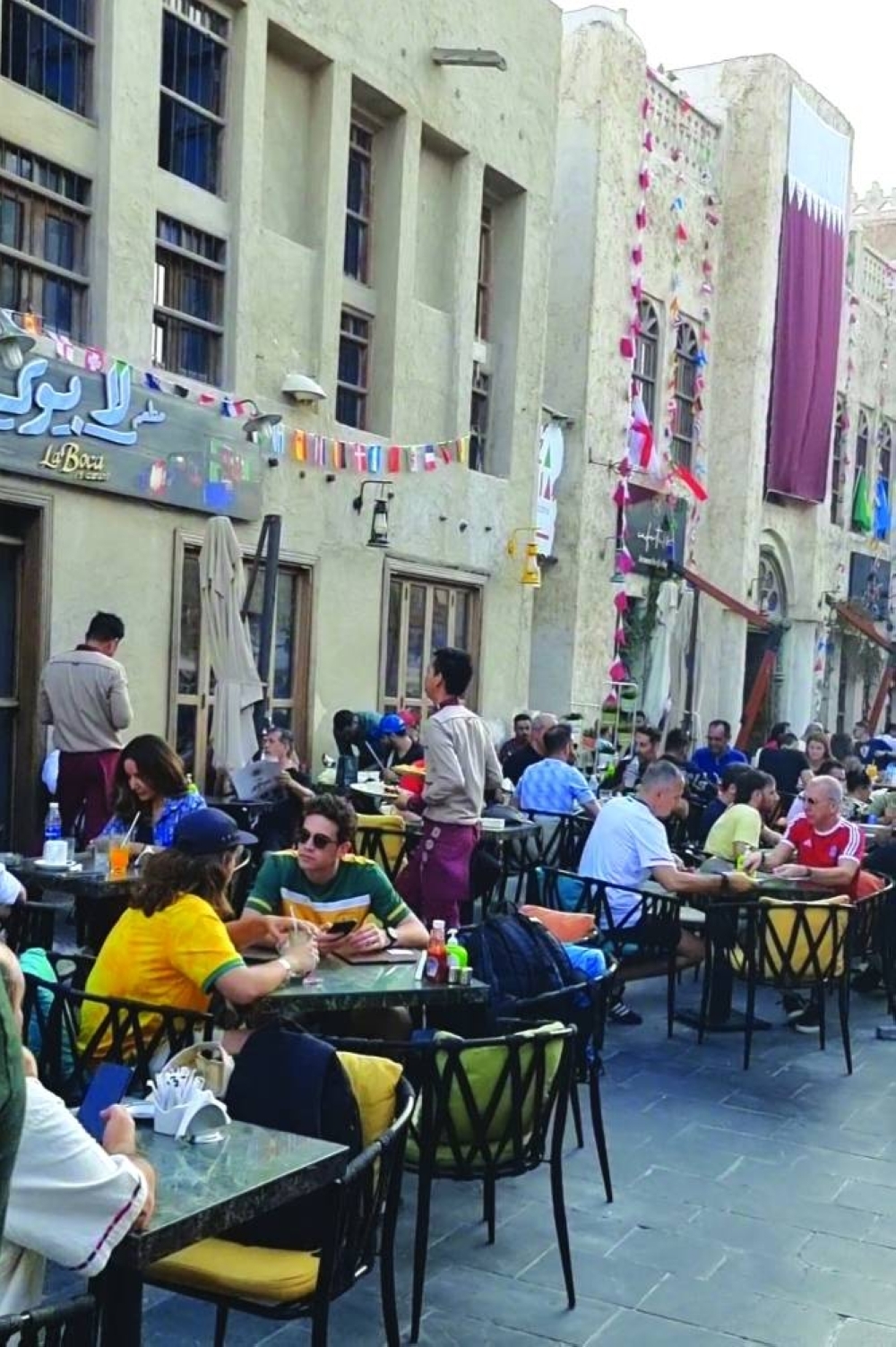 Souq Waqif continues to attract a large number of football fans.