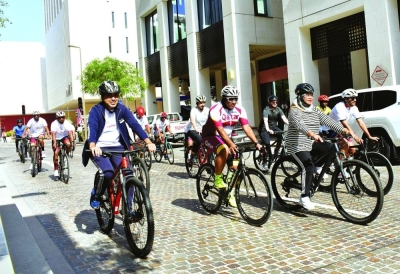 The participants rode through the streets of Msheireb to explore the features that make the district the world’s first smart and sustainable downtown regeneration project. PICTURES: Thajudheen