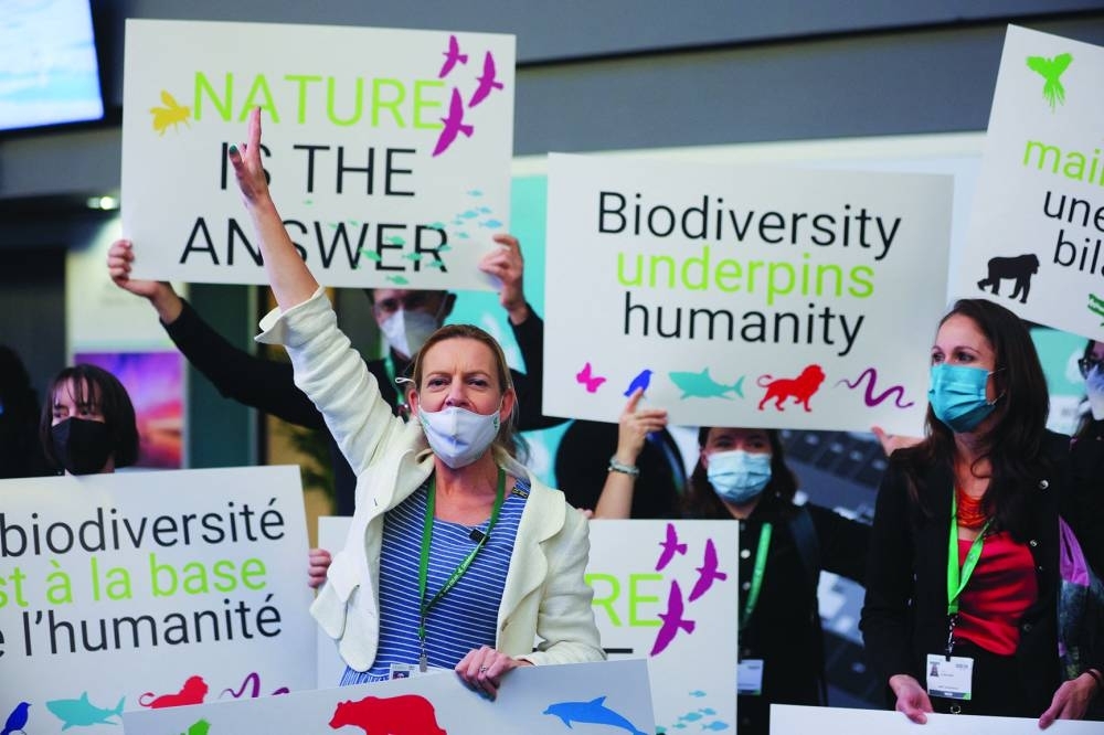 Members of WWF protest during COP15, the two-week UN Biodiversity summit, in Montreal last week. (Reuters)