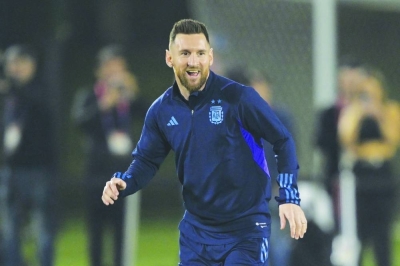 Lionel Messi during the training
