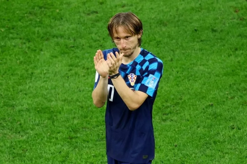 Croatia&#039;s Luka Modric applauds fans after the match.