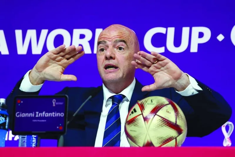 FIFA president Gianni Infantino during the press conference. REUTERS