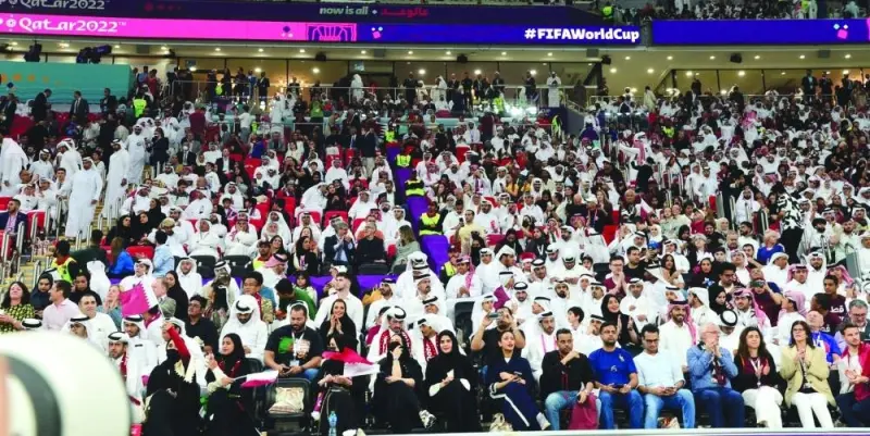 A view of the spectators at the opening match of the FIFA World Cup Qatar 2022. PICTURE: Shaji Kayamkulam.