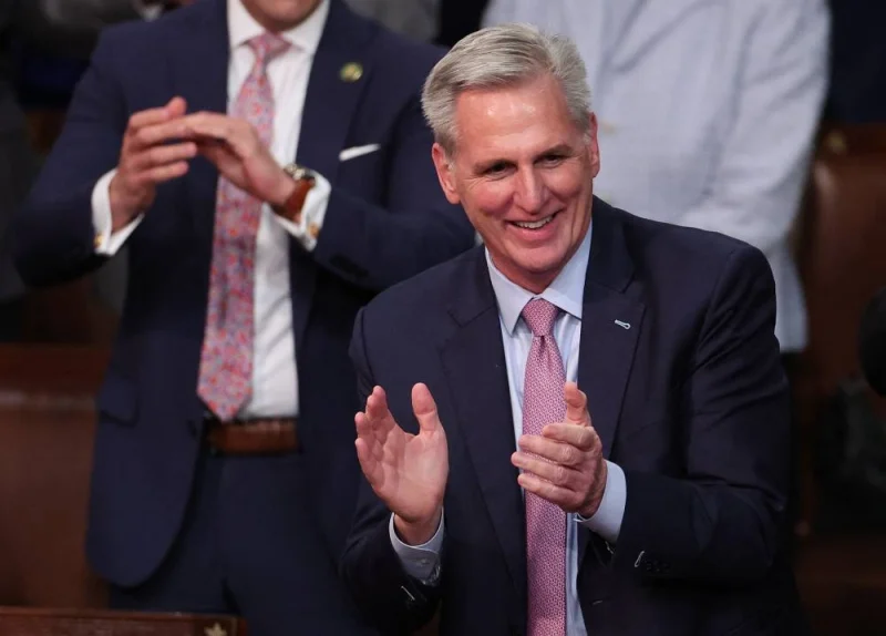 US House Republican Leader Kevin McCarthy celebrates after being elected Speaker of the House (Getty Images via AFP)