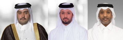 From left: Sheikh Mohamed bin Hamad bin Jassim al-Thani, Khalid al-Subeai, and Ahmed Hashem.