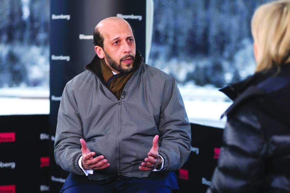 Mansoor Ebrahim al-Mahmoud, CEO of the Qatar Investment Authority, speaks during a Bloomberg Television interview ahead of the World Economic Forum (WEF) in Davos, Switzerland.