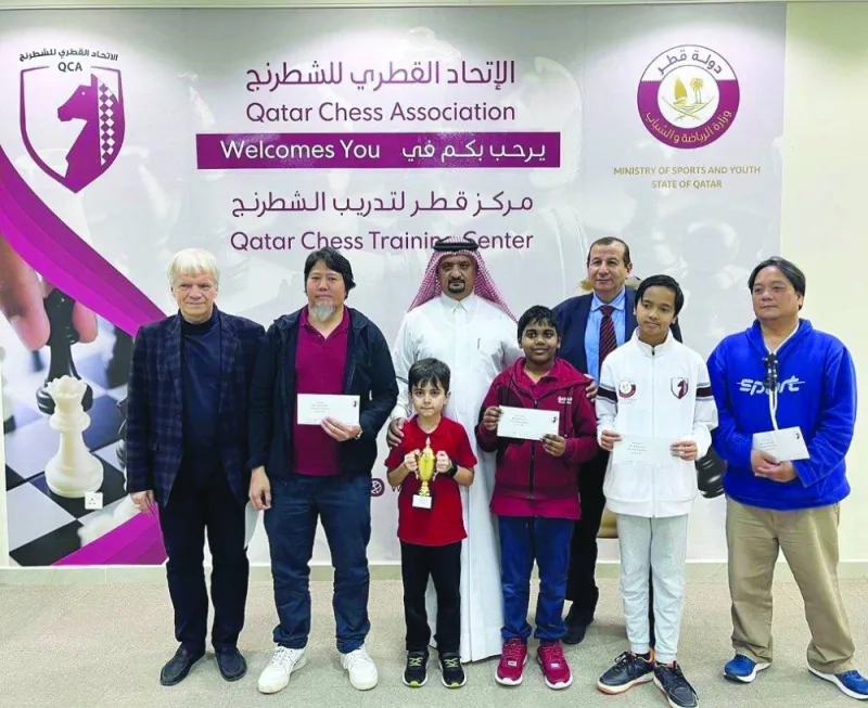 Officials of QCF and prize winners at the end of the Qatar Center Ranking Championship.