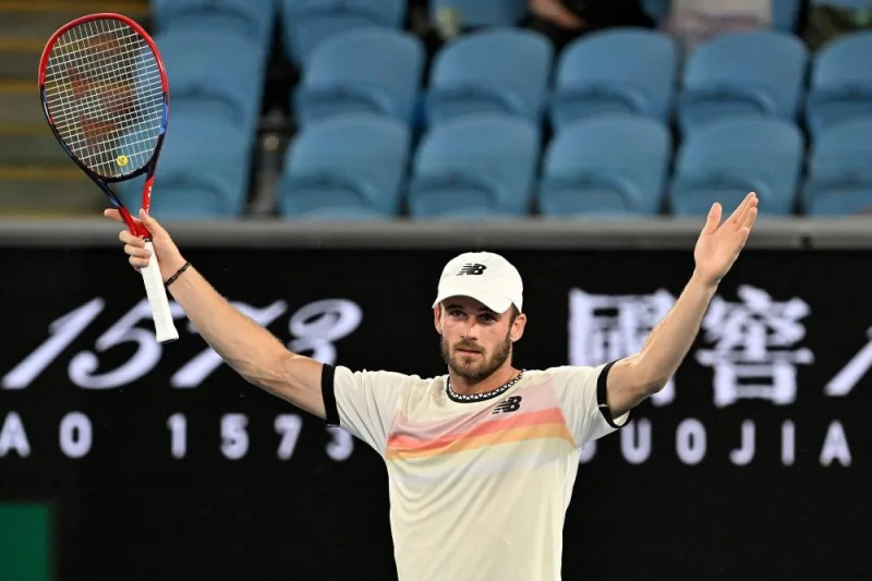 USA&#039;s Tommy Paul celebrates match point against Spain&#039;s Roberto Bautista Agut during their men&#039;s singles match on day eight of the Australian Open tennis tournament in Melbourne on January 23, 2023. (AFP)