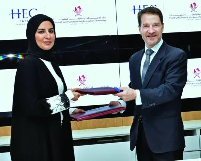Reem Mohamed al-Mansoori and Dr Pablo Martin de Holan at the signing ceremony. PICTURE: Thajudheen