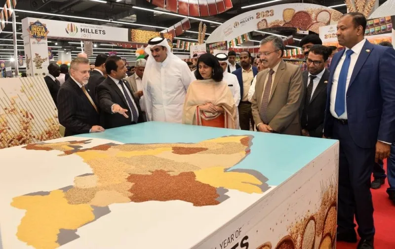 Dr Mohamed Althaf explains the importance of millets during the inauguration of India Utsav 2023, which is being celebrated at all LuLu stores. PICTURE: Shaji Kayamkulam