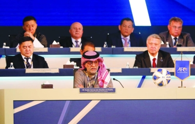 AFC president Sheikh Salman bin Ebrahim al-Khalifah addresses the 33rd AFC Congress in Manama, Bahrain, yesterday. (Reuters)