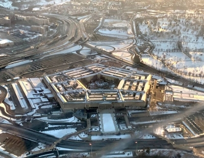  This aerial file photo taken on March 12, 2022 shows the Pentagon (US Department of Defense) in Washington, DC. - The Pentagon said on February 2, 2023, that it was tracking a Chinese spy balloon flying high over the United States that appeared to be surveilling highly sensitive nuclear weapons sites. AFP