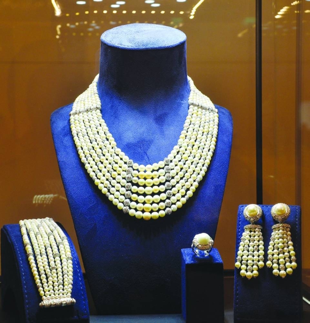 An impressive array of extremely rare and exquisite pearls from Hussain Alfardan Gallery displayed at the press conference. PICTURE: Shaji Kayamkulam