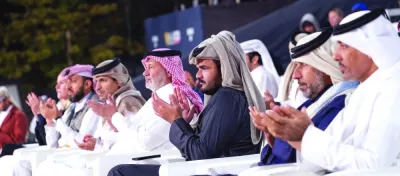 Qatar Olympic Committee President HE Sheikh Joaan bin Hamad al-Thani attends the closing ceremony of the 2023 Volleyball World Beach Pro Tour – Doha Elite 16 for men and women at Aspire Zone in Doha on Sunday.