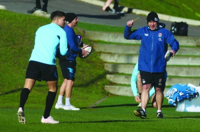 England forwards coach Richard Cockerill during a training session at Pennyhill Park, London, Britain, on Tuesday. (Reuters)