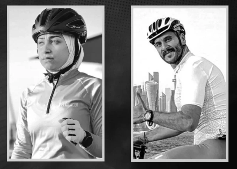 Lama al-Mohtasib and Theeb Akawi. Images courtesy of Qatar Cycling and Triathlon Federation