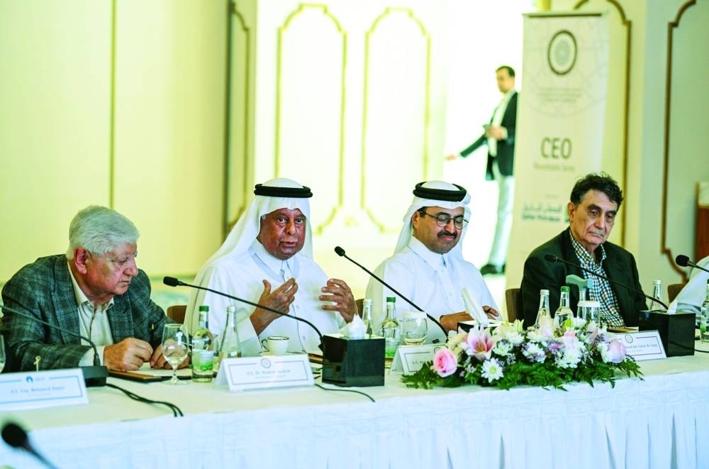 HE Abdullah bin Hamad al-Attiyah, chairman of the Board of Trustees at the Al-Attiyah Foundation and former Minister of Industry and Energy of Qatar, speaking during the first CEO Roundtable in 2023.