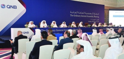 QNB Group directors and shareholders at the ordinary general assembly meeting in Doha Monday. PICTURE: Shaji Kayamkulam