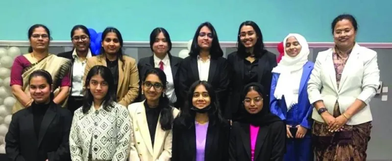 The senior girls’ debate team of DPS-MIS which topped the Qatar School Debate League-II with their coaches.