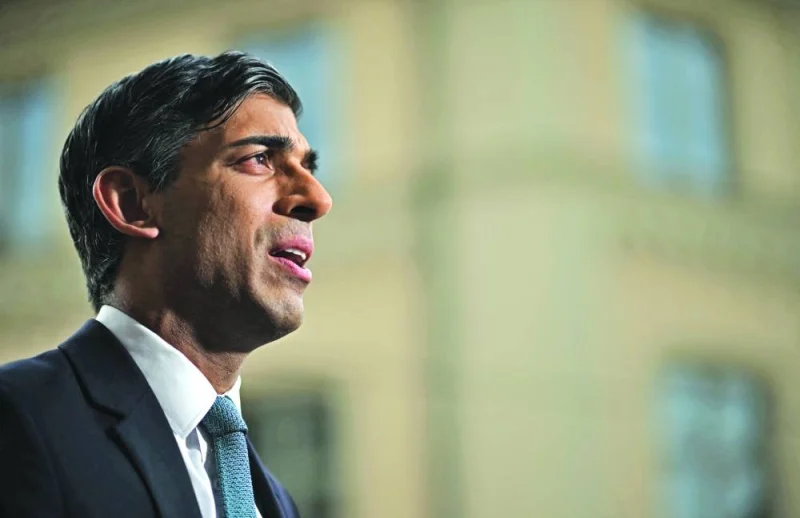 Britain's Prime Minister Rishi Sunak gives a TV interview on the sidelines of the Munich Security Conference (MSC) in Germany, yesterday.