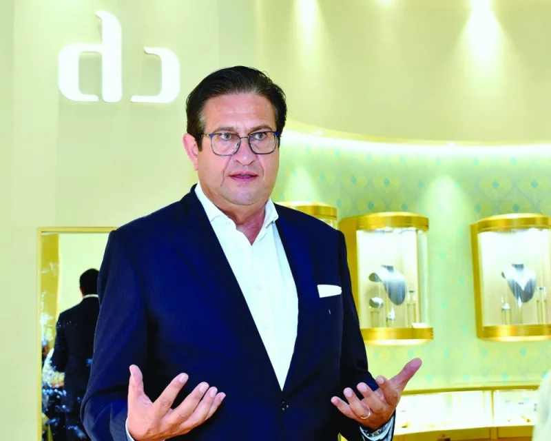 Damas chairman and CEO Luc Perramond presents the new Alif collection at DJWE 2023 yesterday. PICTURES: Thajudheen.