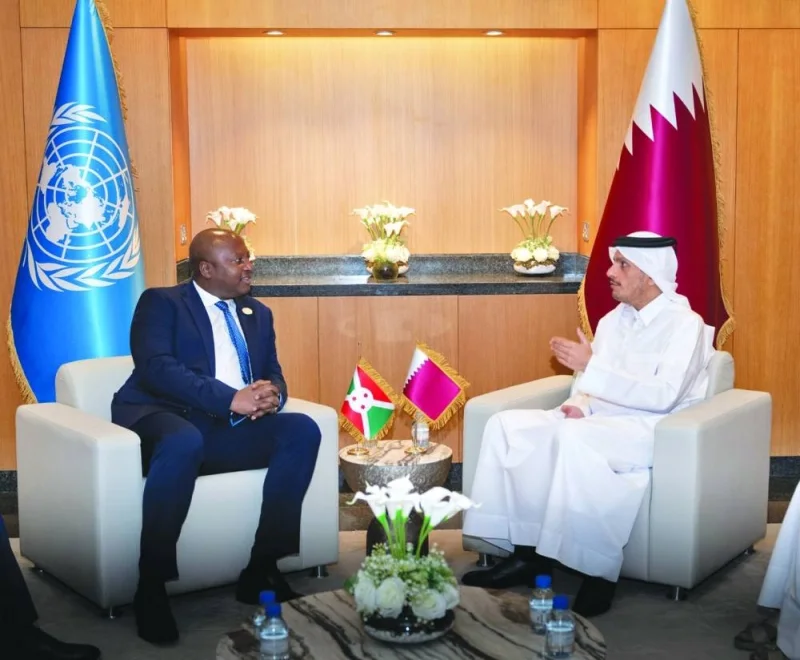 HE the Deputy Prime Minister and Minister of Foreign Affairs Sheikh Mohamed bin Abdulrahman al-Thani meets with the Minister of Foreign Affairs and Development Cooperation of the Republic of Burundi.
