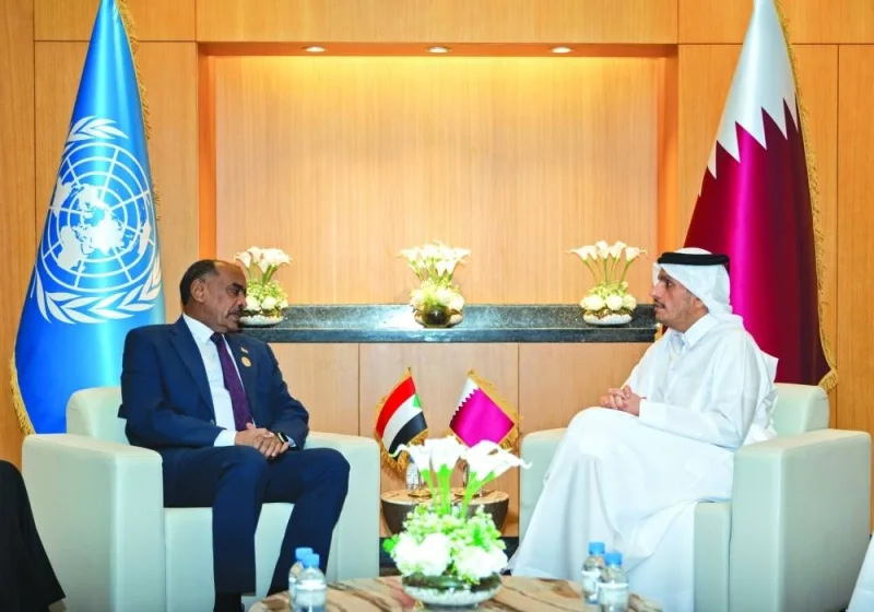 HE the Deputy Prime Minister and Minister of Foreign Affairs Sheikh Mohamed bin Abdulrahman al-Thani meets with the Acting Minister of Foreign Affairs of the Republic of Sudan.