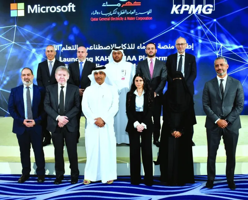 Kahramaa president engineer Essa bin Hilal al-Kuwari and other dignitaries at the launch ceremony yesterday. PICTURES: Thajudheen.