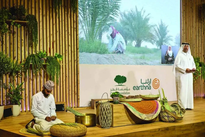 HE Sheikh Dr Faleh bin Nasser bin Ahmed bin Ali al-Thani speaking at the opening ceremony of the Earthna Summit 2023. PICTURE: AR Al-Baker.