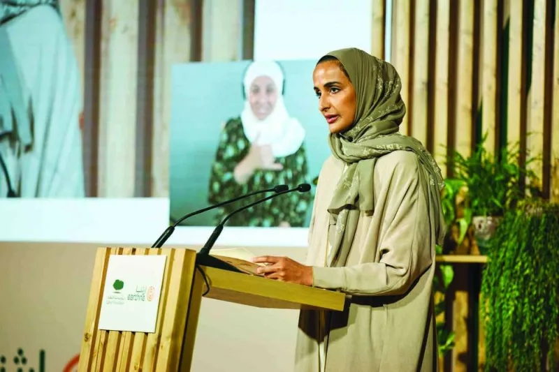 HE Sheikha Hind bint Hamad al-Thani addressing the Earthna Summit 2023. PICTURE: AR Al-Baker.