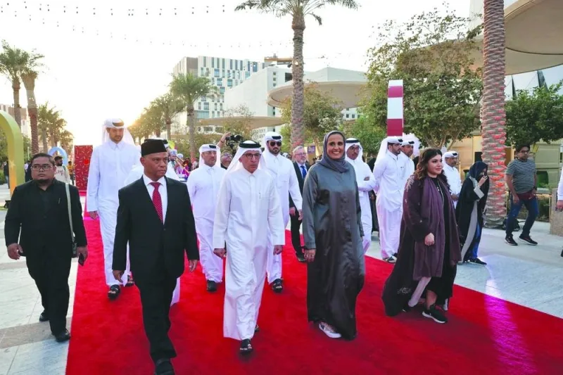 HE Sheikha Al Mayassa bint Hamad bin Khalifa al-Thani and HE Akbar al-Baker with other dignitaries at the opening of QIFF 2023 Saturday. Supplied picture