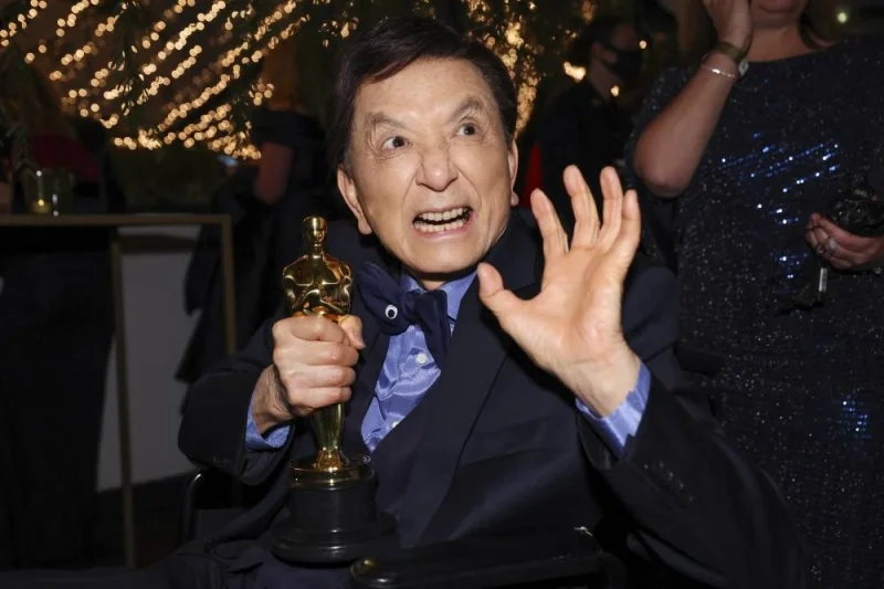 James Hong reacts while holding the Oscar for Best Picture for "Everything Everywhere All at Once" at the Governors Ball following the Oscars show at the 95th Academy Awards in Hollywood, Los Angeles. REUTERS