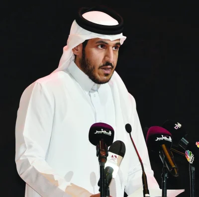 HE Minister of Commerce and Industry Sheikh Mohamed bin Hamad bin Qassim al-Thani delivering a speech during the ‘9th Doha Islamic Finance Conference’ held in Doha yesterday. PICTURE: Shaji Kayamkulam