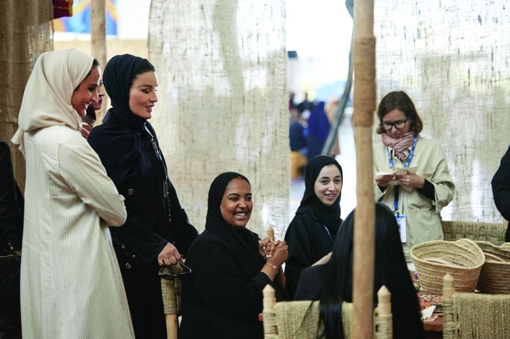 Her Highness Sheikha Moza bint Nasser toured the interactive spaces and Arabic stations at the Summit, together with HE Sheikha Hind bint Hamad al-Thani. PICTURE: A R al-Baker