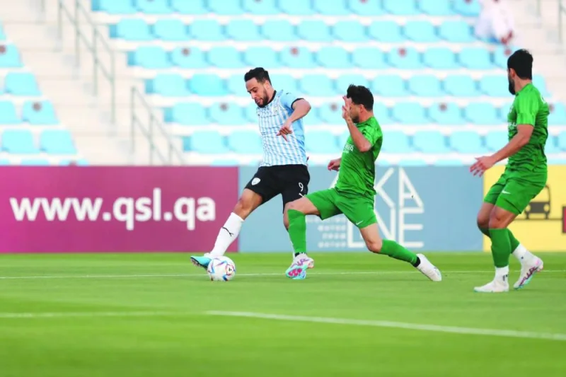 Action from the QNB Stars League round 17 match between Al Wakrah and Al Ahli yesterday. Al Wakrah won 5-2 on home soil. In other matches on Saturday, Al Duhail beat Qatar SC 3-1 while Al Rayyan edged Al Markhiya 3-2.