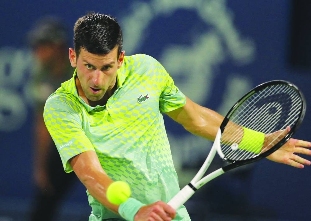 Serbia's Novak Djokovic in action during his semi final match against Russia's Daniil Medvedev in Dubai in this March 3, 2023, file photo.
