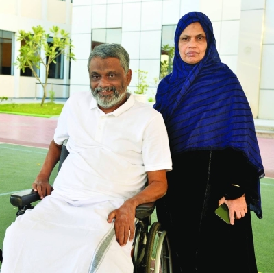 Abdulla Kattukandi with wife Ruqya. PICTURE: Shaji Kayamkulam