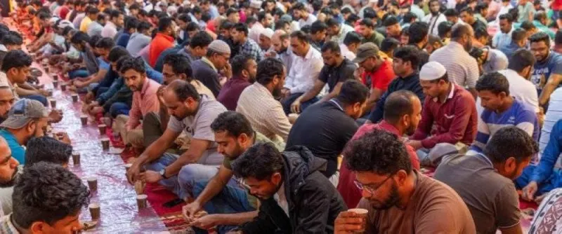 People taking part in Iftar