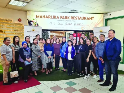 Consul general Cassandra Sawadjaan and other officials of the Philippine embassy during the celebration of &#039;Filipino Food Month&#039; held in one of the nine participating restaurants located in Doha. PICTURE: Courtesy of Sky Gonzales.